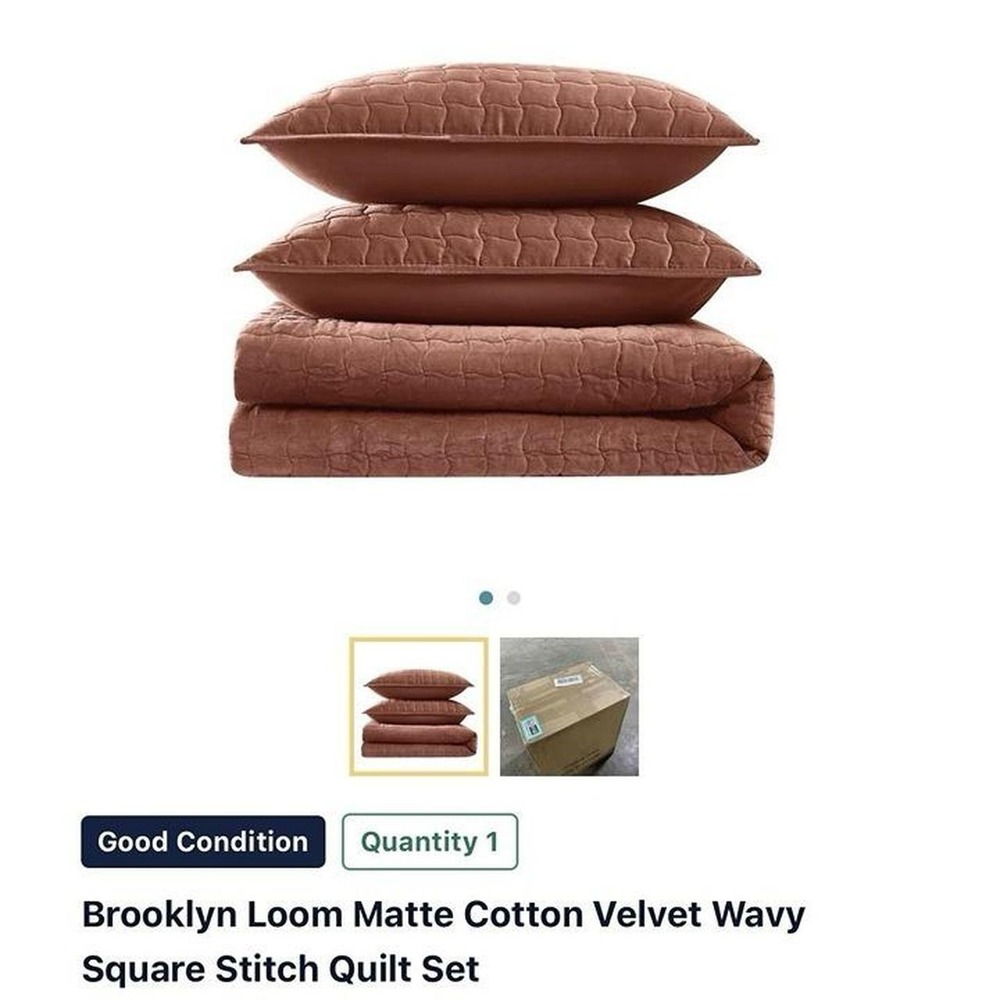 Brooklyn 3 Piece Quilt King Size Set Matte Cotton Velvet
